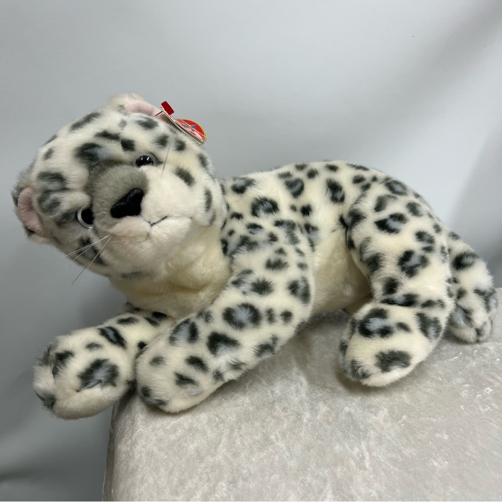 Vintage 2004 Ty Beanie Buddy snow Leopard Sundar 11” plush Toy Gray White exotic